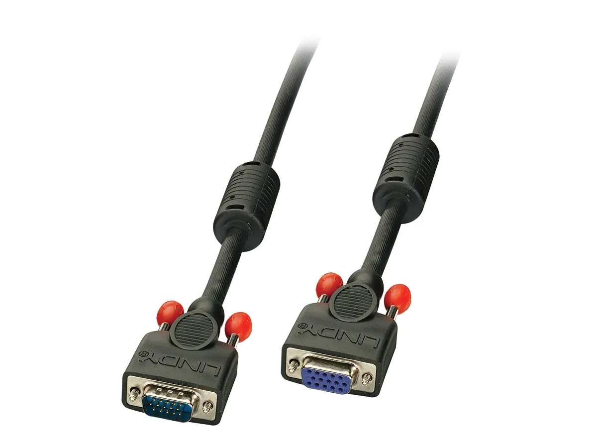 Lindy - VGA-Verlängerungskabel - HD-15 (VGA) (W) zu HD-15 (VGA) (M) - 50 cm - geformt, Daumenschrauben - Schwarz