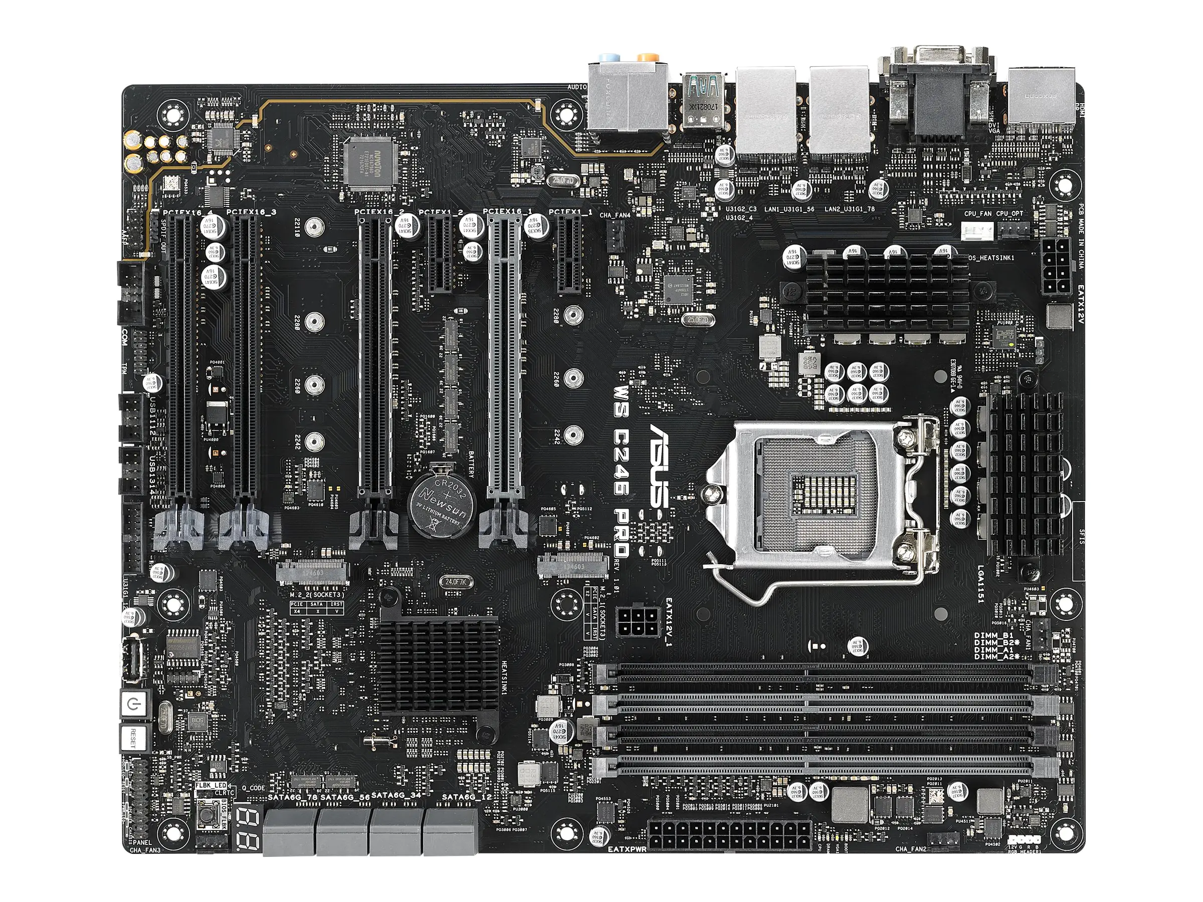 ASUS WS C246 PRO - Motherboard - ATX - LGA1151 Socket - C246 Chipsatz - USB 3.1 Gen 1, USB-C Gen2, USB 3.1 Gen 2 - 2 x Gigabit LAN - Onboard-Grafik (CPU erforderlich) - HD Audio (8-Kanal)