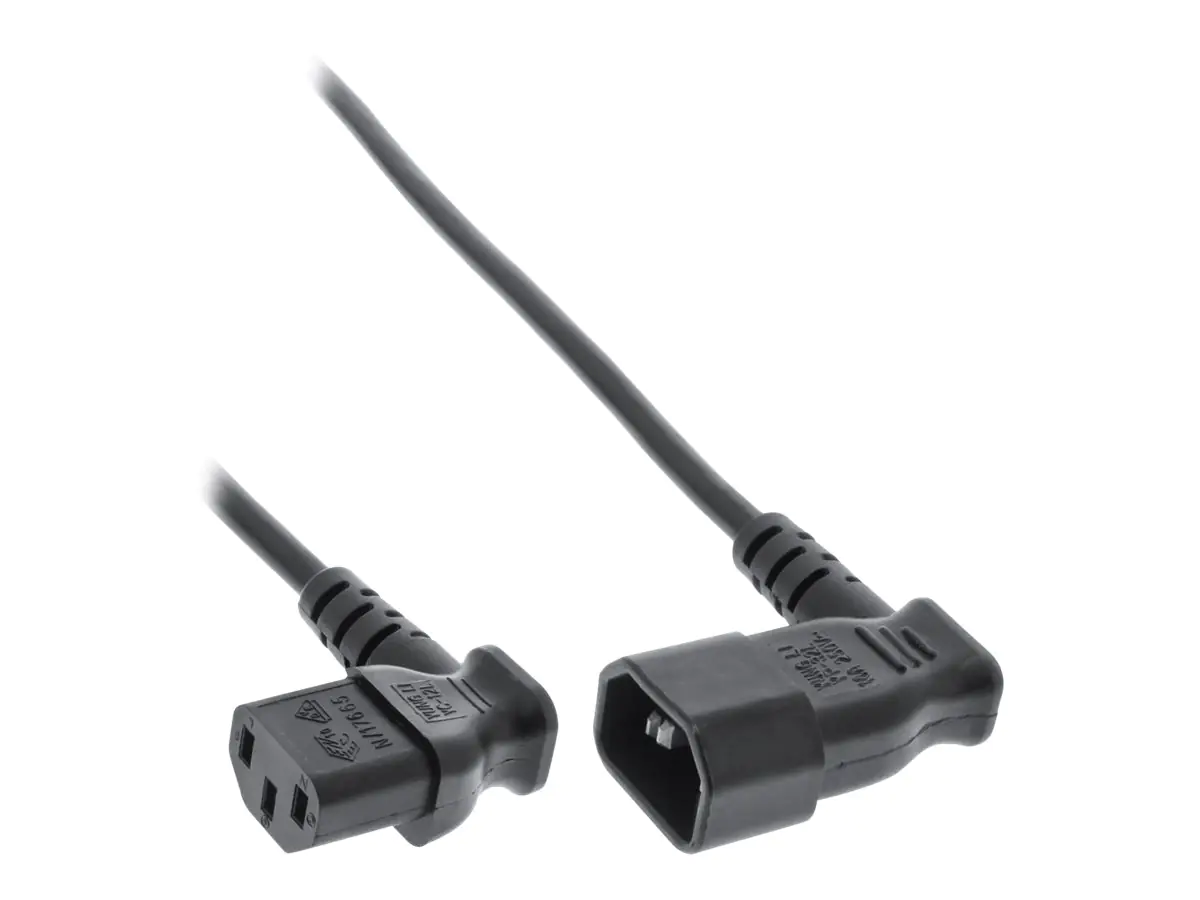 InLine - Spannungsversorgungs-Verlängerungskabel - power IEC 60320 C13 gewinkelt zu IEC 60320 C14 gewinkelt - 1.8 m - Schwarz