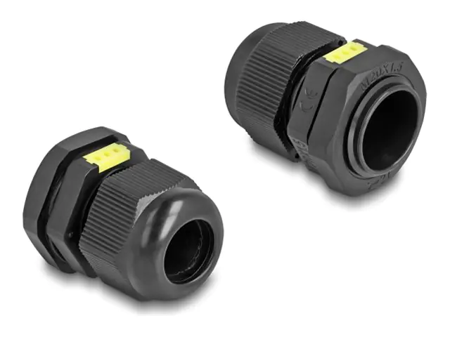 Delock Kabelverschraubung - M20, mit Belüftung, IP68 staub- und wasserdicht - Schwarz, RAL 9005 (Packung mit 2) 60616