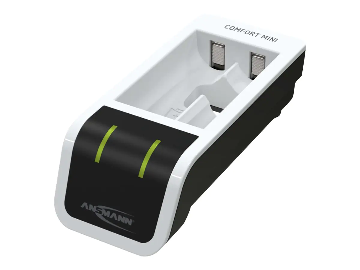 ANSMANN Comfort Mini - 1,5 Std. USB-Batterieladegerät - (für 2xAA, 2xAAA) + Batterie 2 x AA-Typ - 2100 mAh - 800 mA - Schwarz, weiß