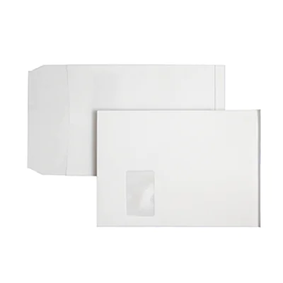 POSTHORN Faltentasche DIN C4 229 x 324 mm (B x H) mit Fenster 120g/m² mit Haftklebung Kraftpapier weiß 200 St./Pack.