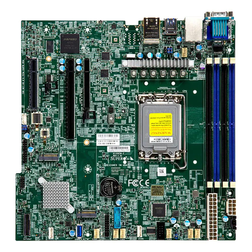 SUPERMICRO X13SCH-F - Motherboard - micro ATX - Intel Xeon E-2400 - LGA1700-Sockel - C266 Chipsatz - USB 3.2 Gen 1 - 2 x Gigabit LAN - Onboard-Grafik