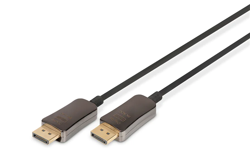 Digitus - DisplayPort-Kabel - DisplayPort (M) zu DisplayPort (M) - DisplayPort 1.4 - 30 m - Active Optical Cable (AOC), FEC, unterstützt 8K 60 Hz (7680 x 4320), Support von 4K 120 Hz, Dolby TrueHD-Unterstützung, Dolby DTS-HD Master Audio-Unterstützung, Dr