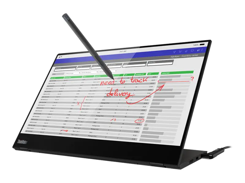 Lenovo ThinkVision M14t - LED-Monitor - 36 cm (14") - tragbar - Touchscreen - 1920 x 1080 Full HD (1080p) @ 60 Hz - 300 cd/m² - 700:1 - 6 ms - 2xUSB-C - Raven Black - Campus - für ThinkPad X1 Yoga Gen 8 21HQ