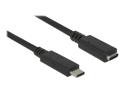 Delock - USB-Verlängerungskabel - 24 pin USB-C (M) zu 24 pin USB-C (W) - USB 3.1 Gen 1 - 3 A - 1 m - Schwarz