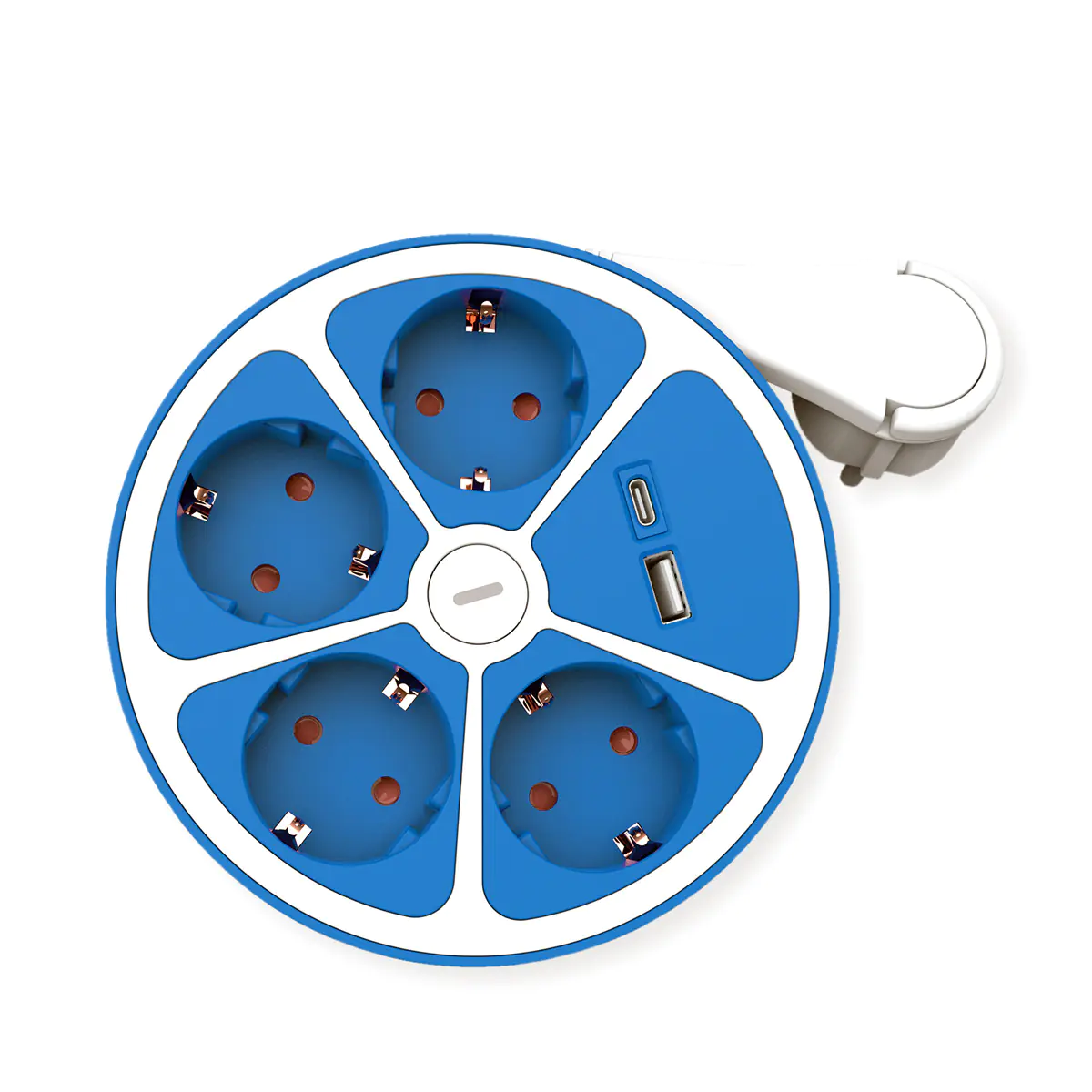 ROLINE Tischsteckdosenleiste 4x+Sw. 1x A+ C CEE7/7 Blau 3m - Steckdosenleiste