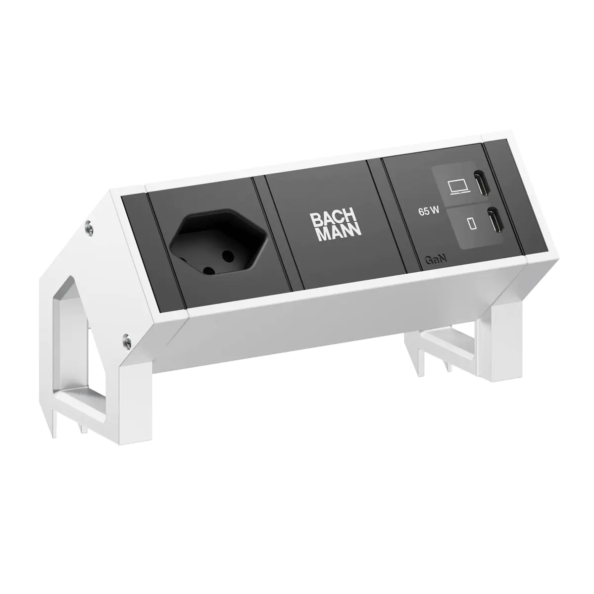 Bachmann DESK2 1xCH 90° 1xUSB C/C 65W INOX - Zubehör Stromversorgung