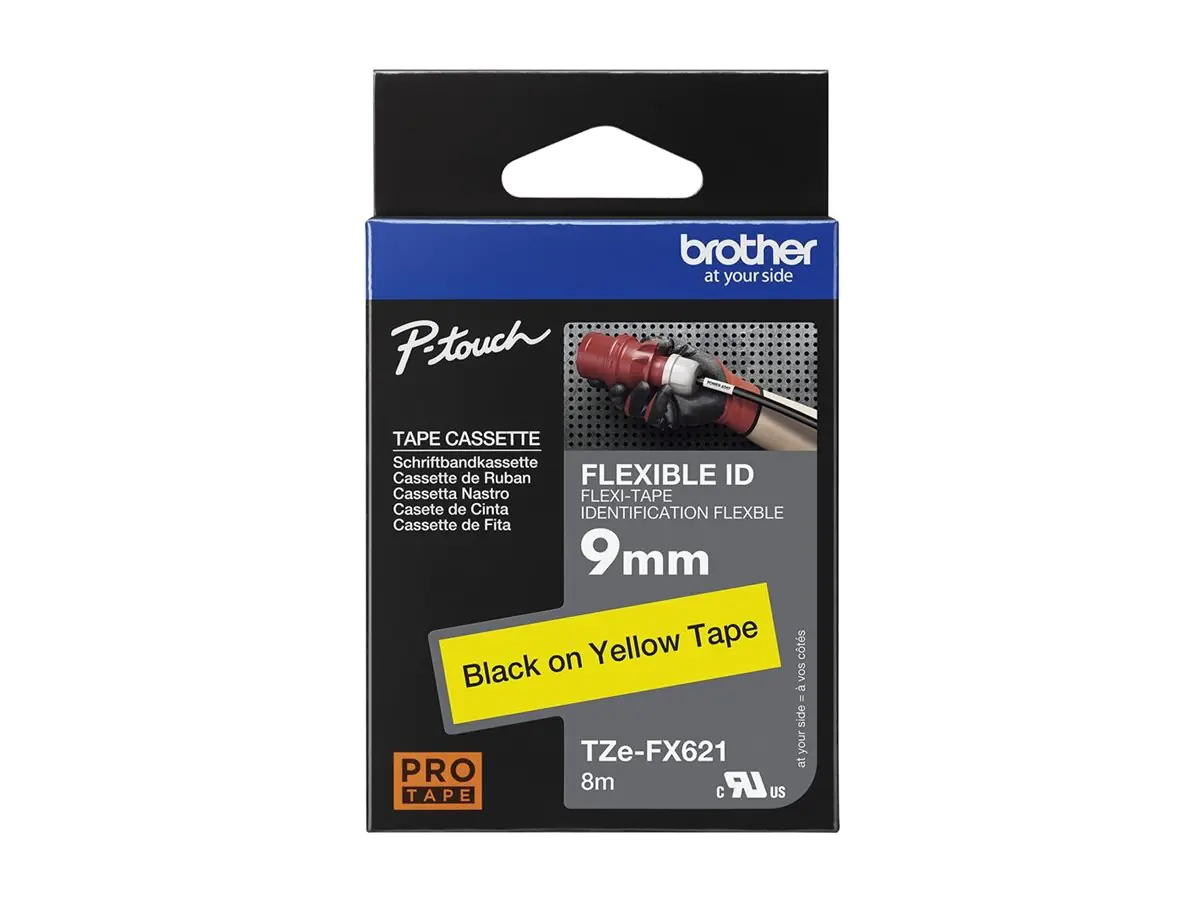 Brother TZe-FX621 - Schwarz auf Gelb - Rolle (0,9 cm x 8 m) TZEFX621