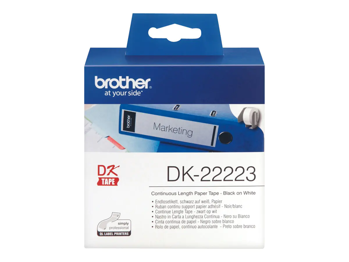 Brother Endlosetiketten DK-22223 50 mm 30,5 m weiß schwarz