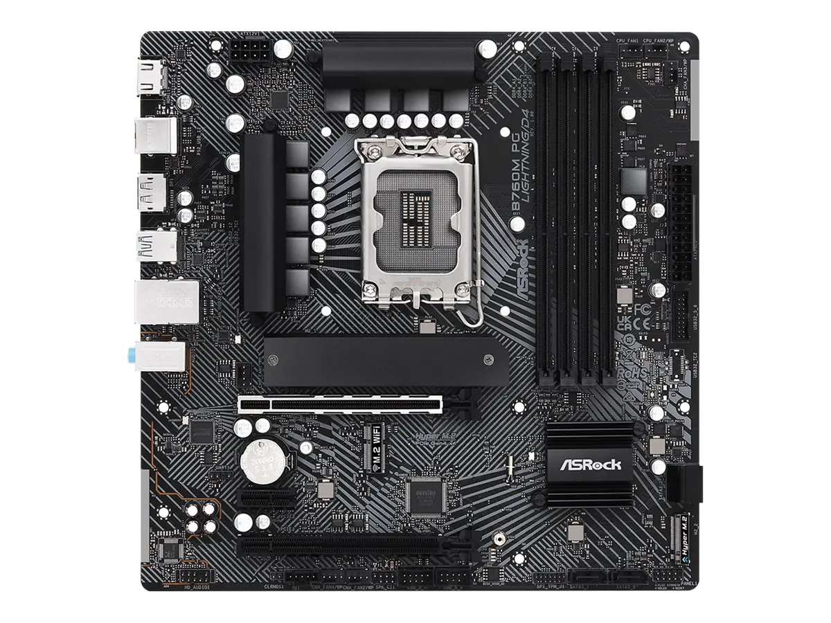 ASRock B760M PG LIGHTNING/D4 - Motherboard - micro ATX - LGA1700-Sockel - B760 Chipsatz - USB 3
