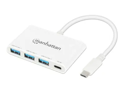 Manhattan - Hub - 3 USB-A und 1 USB-C Ports, Stromversorgung - 3 x USB 3.2 Gen 1 - Desktop