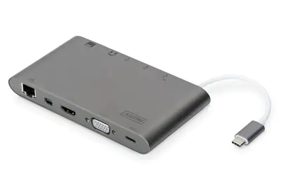 Digitus DA-70875 - Dockingstation - USB-C - VGA, HDMI, Mini DP - 1GbE