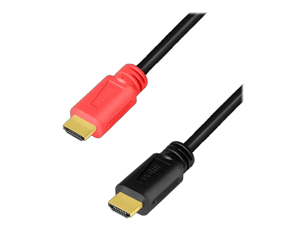 LogiLink - Premium High Speed - HDMI-Kabel - HDMI männlich zu HDMI männlich - 15 m - Dreifachisolierung - Schwarz, Rot - aktiv, unterstützt 4K 60 Hz (3840 x 2160)