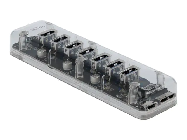DeLOCK Externer USB 3.0 Hub mit 7 Ports transparent - Hub - 7 x SuperSpeed USB 3.0 - Desktop