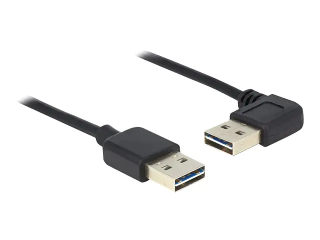 Delock Easy - USB-Kabel - USB (M) links/rechts abgewinkelt, umkehrbar bis USB (M) umkehrbar - USB 2.0 - 50 cm - Schwarz