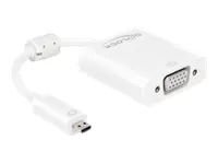 Delock Adapter HDMI Micro-D male > VGA female with Audio - VGA-Adapter - 19 pin micro HDMI Type D (M) zu HD-15 (VGA), mini-phone stereo 3.5 mm, Mikro-USB Typ B (nur Strom) (W) - 17 cm - weiß