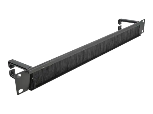 Delock Cable Management Brush Strip with 2 hooks - Kabelführungspanel mit Bürste - Schwarz - 1U -