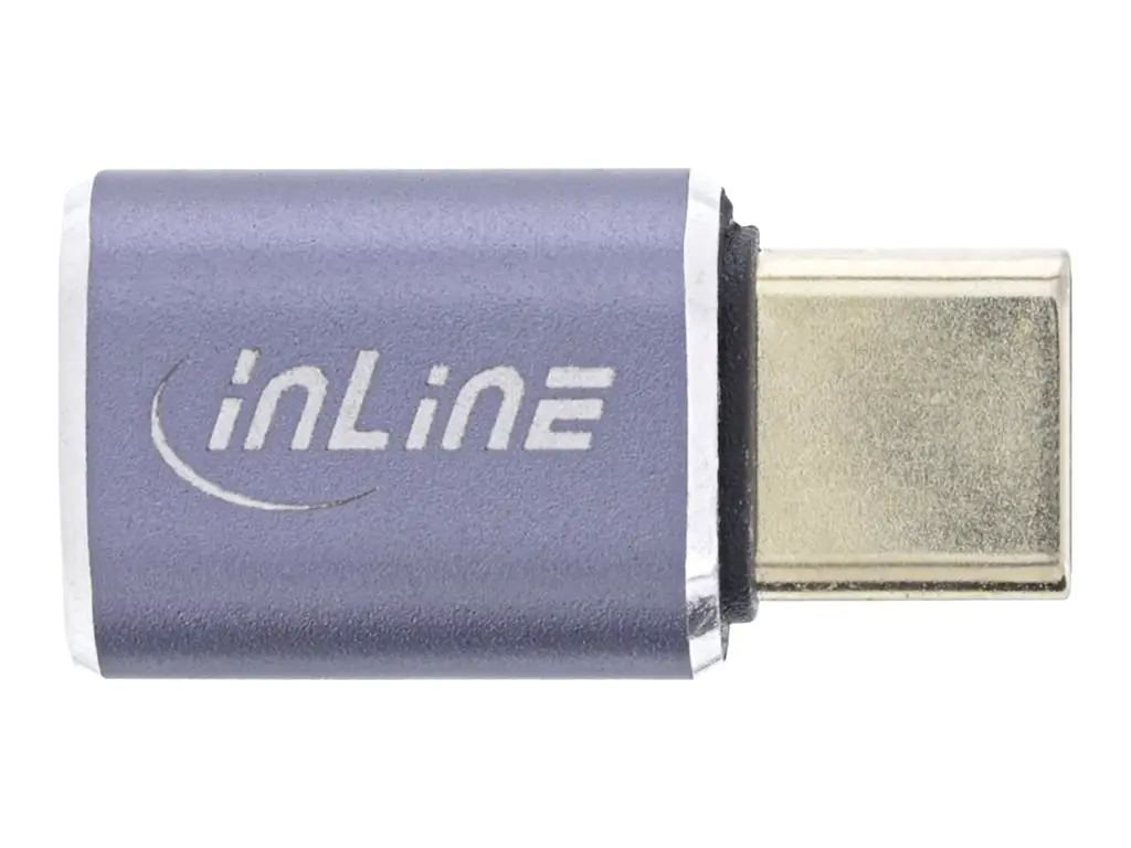 InLine - USB-Adapter - 24 pin USB-C (W) zu 24 pin USB-C (M) - USB4 - 48 V - 5 A - Support von 8K 60 Hz, bis zu 40 Gbps Datentransferrate - Grau