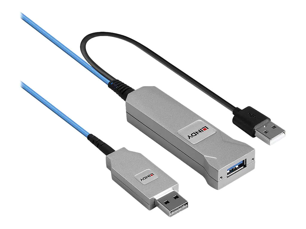 Lindy - USB-Kabel - USB (M) zu USB (W) - USB 3.1 Gen1 - 30 m - Active Optical Cable (AOC) - Blau