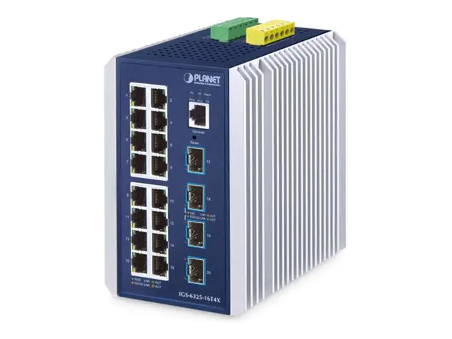 Planet IP30 Industrial L3 16-Port 10/100/1000T+ 4-Port 10G