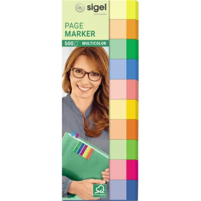 SIGEL Haftmarker Multicolor HN682 50x150mm f. sort 500 Bl./Pack.