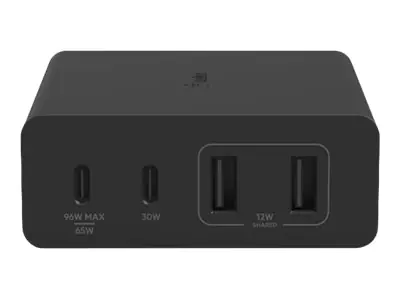 Belkin BoostCharge Pro - Netzteil - GaN-Technologie - 108 Watt - Fast Charge, PD 3.0 - 4 Ausgabeanschlussstellen (2 x USB, 2 x USB-C) - Schwarz