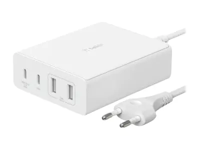 Belkin BoostCharge GaN - Netzteil - 108 Watt - 4 Ausgabeanschlussstellen (2 x USB, 2 x USB-C) - weiß