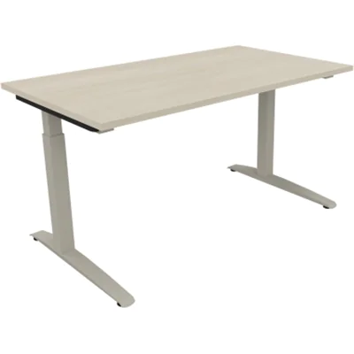 Schreibtisch Kufe Einzels. Quadrat B1400xT800xH650-850 si/Akazie hell