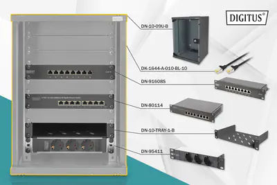 DIGITUS Netzwerk-Set 254 mm (10") - 9HE, 312 x 300 mm (B x T) DN-10-SET-2-B