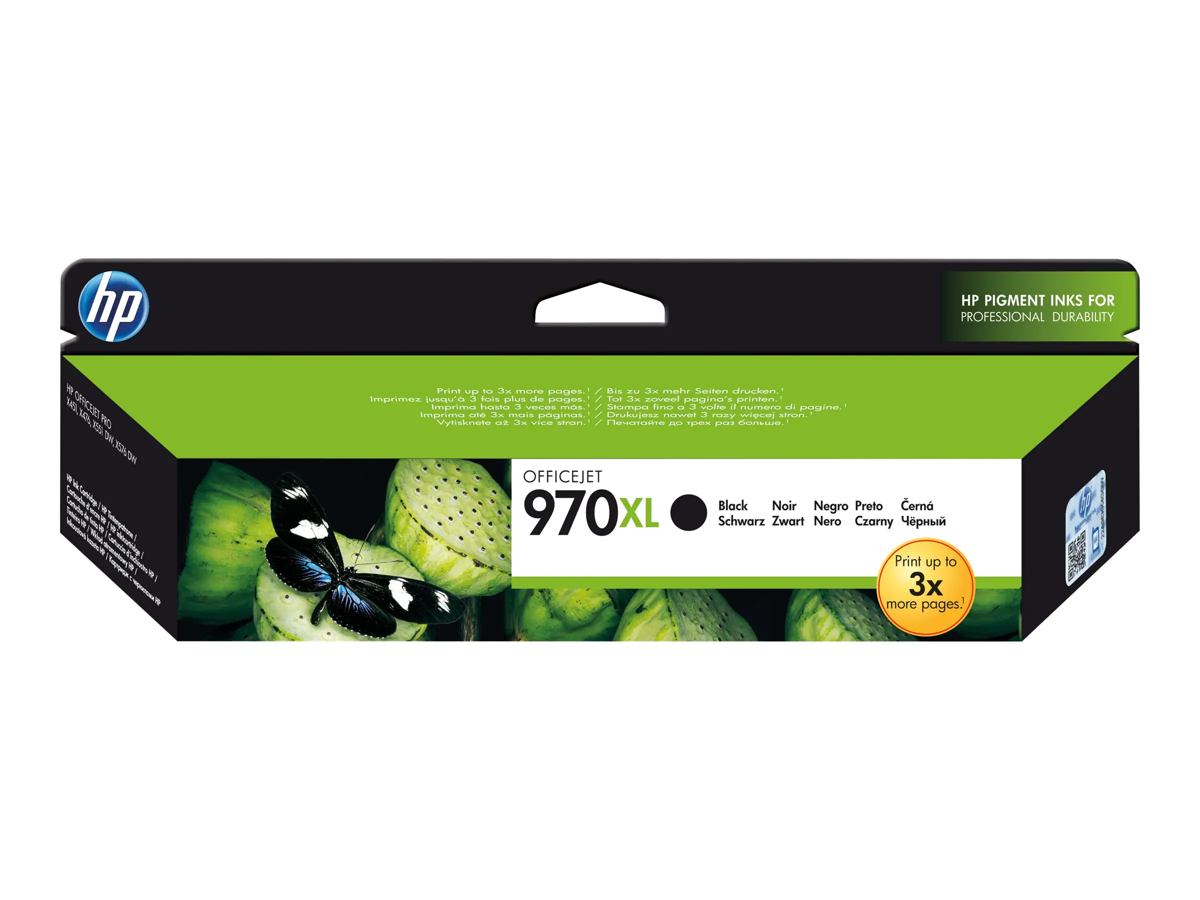 HP 970XL - Hohe Ergiebigkeit - Schwarz - Original - Tintenpatrone - für Officejet Pro X451dn, X451dw, X476dn MFP, X476dw MFP, X551dw, X576dw MFP