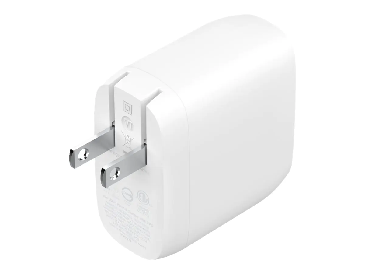 Belkin BoostCharge Pro - Netzteil - 60 Watt - 2.7 A - Fast Charge, Power Delivery 3.1 - 2 Ausgabeanschlussstellen (2 x USB-C) - weiß