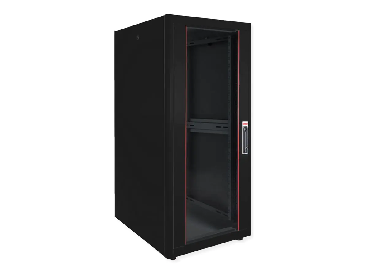 ROLINE Basic - Schrank Netzwerkschrank - glass door, 600x600 WxD - RAL 9005, Jet Black - 32U - 48.3 cm (19") 26.21.0206