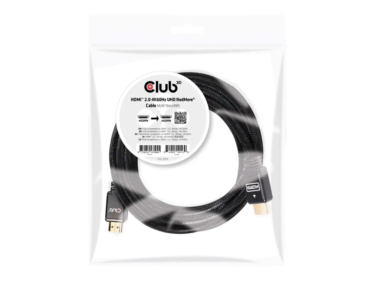 Club 3D CAC-2314 - HDMI mit Ethernetkabel - HDMI (M) bis HDMI (M) - 15 m - 4K Unterstützung