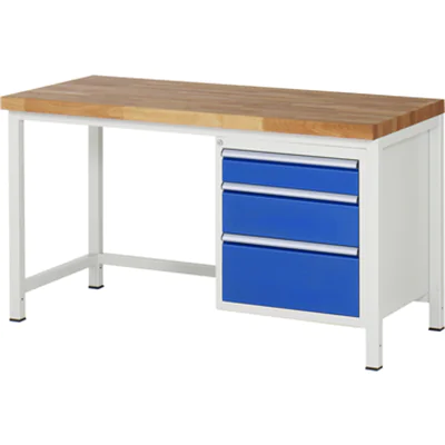 RAU Werkbank 8000 1.500 x 840-1.040 x 700 mm (B x H x T) enzianblau lichtgrau