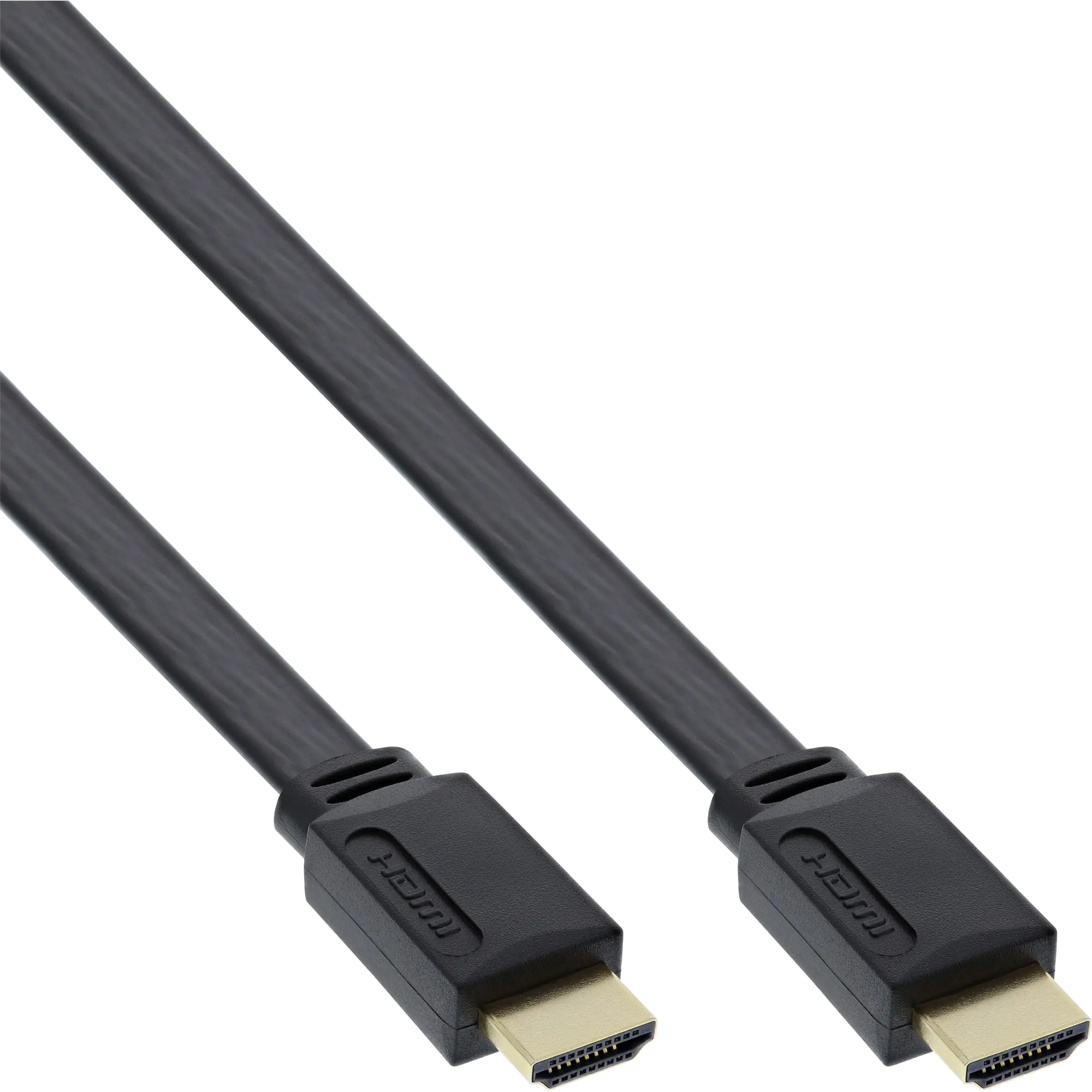 InLine High Speed - HDMI-Kabel mit Ethernet - HDMI männlich zu HDMI männlich - 50 cm - Schwarz - flach