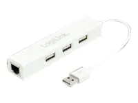 LogiLink USB 2.0 to Fast Ethernet Adapter with 3-Port USB Hub - Netzwerkadapter - USB 2.0 - 100Mb LAN