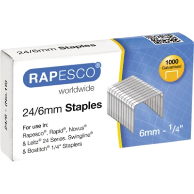 Rapesco S24607Z3, Klammerpack, 6 mm, 1000 Heftklammern, Stahl, Silber, Papier