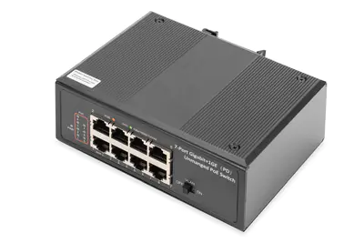 Digitus DN-651113 - Switch - unmanaged - 7 x 10/100/1000 (PoE+) + 1 x 10/100/1000 (PoE++) - an DIN-Schiene montierbar - PoE++ - DC power