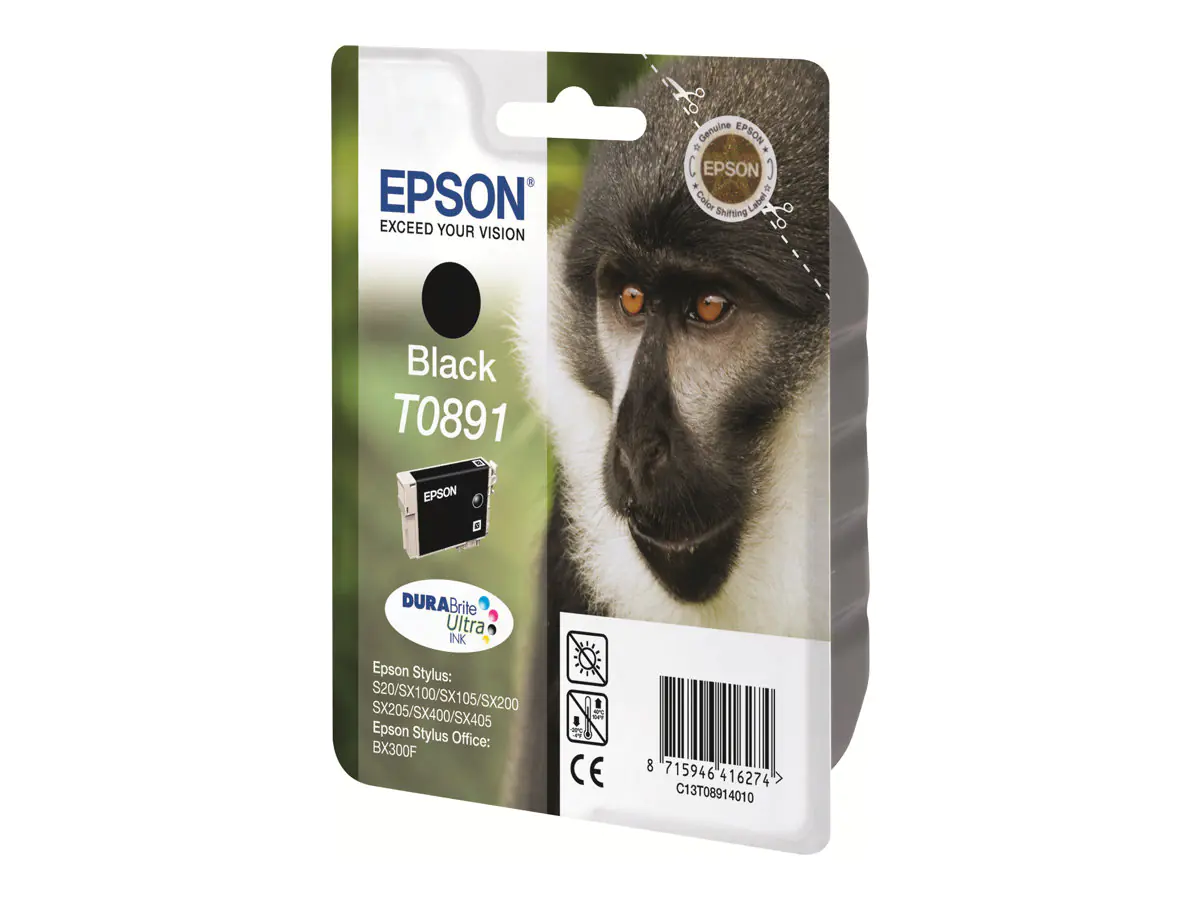 Epson T0891 - 5.8 ml - Schwarz - Original - Blisterverpackung - Tintenpatrone - für Stylus S21, SX110, SX115, SX210, SX215, SX218, SX400, SX410, SX415; Stylus Office BX300
