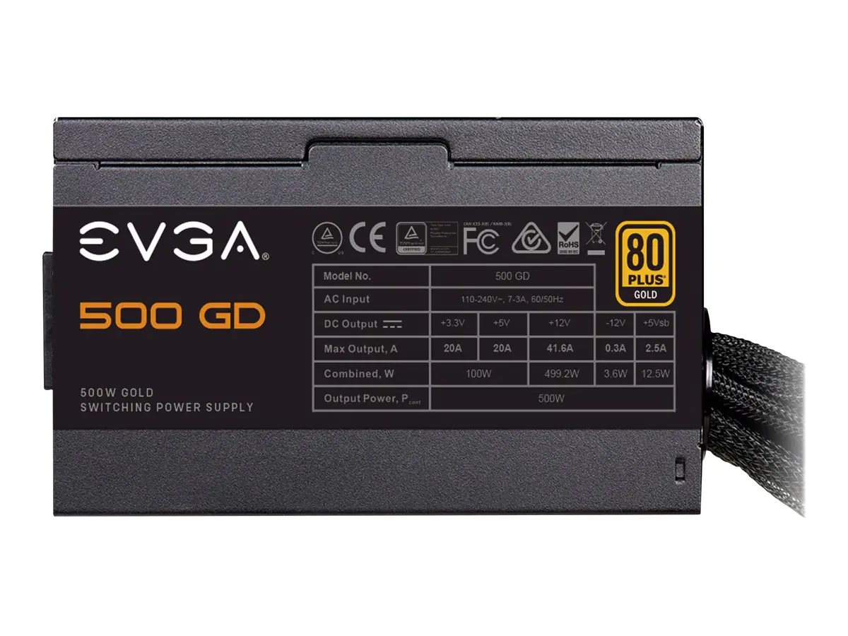 EVGA 500 GD - Netzteil (intern) - ATX12V / EPS12V - 80 PLUS Gold - Wechselstrom 100-240 V - 500 Watt - aktive PFC