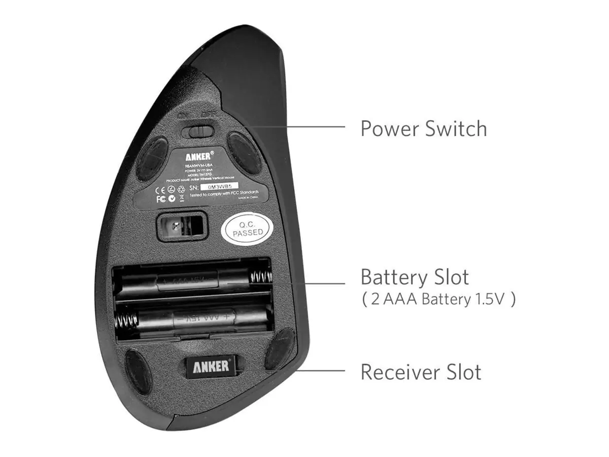 Anker Innovations Anker Vertical Ergonomic - Vertikale Maus - optisch - 5 Tasten - kabellos - 2