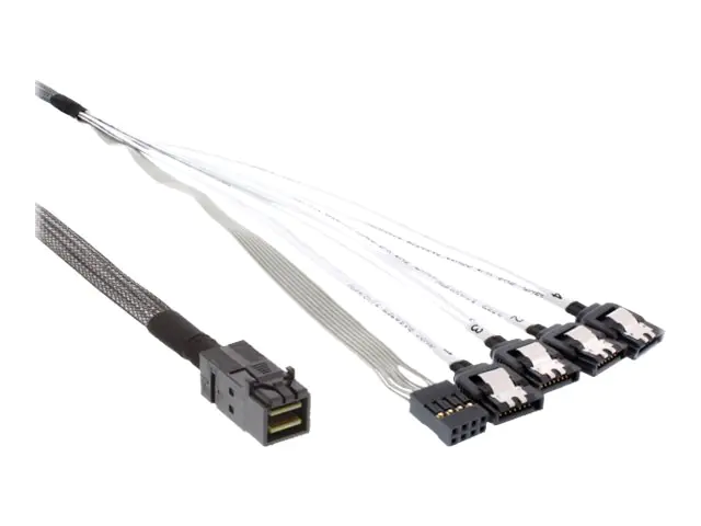 InLine - SATA- / SAS-Kabel - mit Sidebands - gerade durchgeführt - 4-Lane - 4x Mini SAS HD (SFF-8643) zu SATA, Seitenband - 50 cm - Schwarz