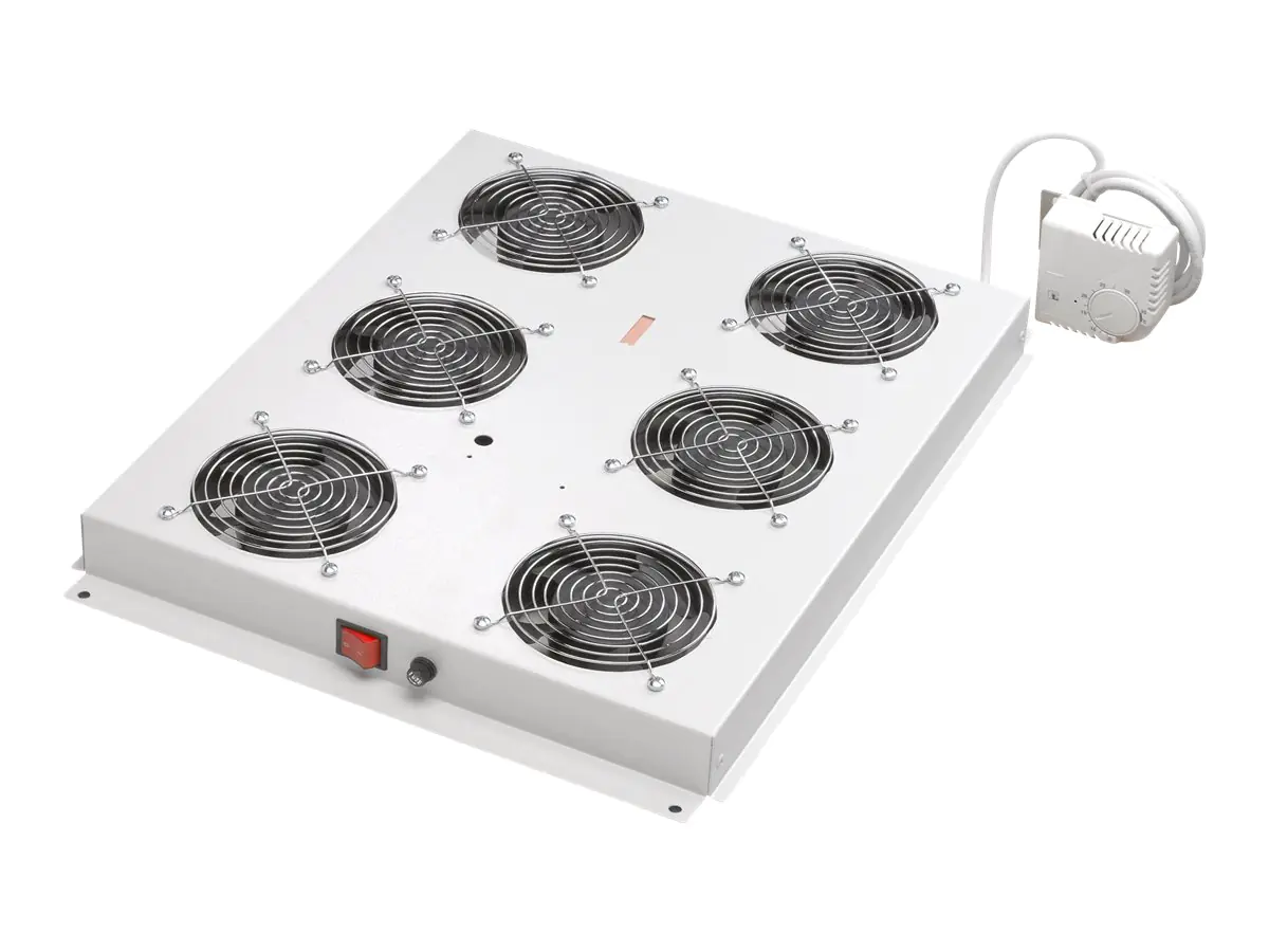 DIGITUS Professional DN-19 FAN-4-SRV - Rack-Dach mit 2 Lüftern - mit 4 Lüfter - Hellgrau, RAL 7035 - 48.3 cm (19")