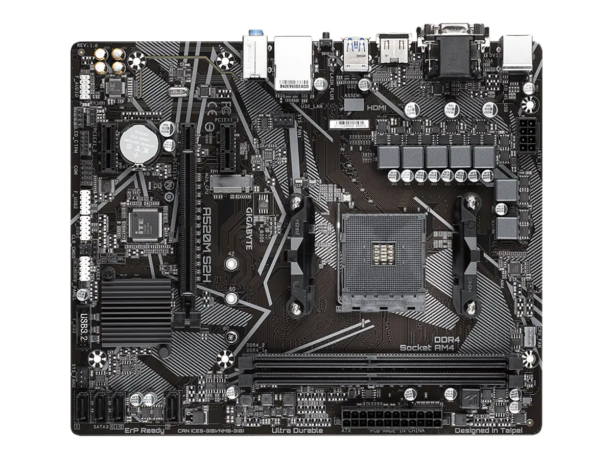 Gigabyte A520M S2H - 1.0 - Motherboard - micro ATX - Socket AM4 - AMD A520 Chipsatz - USB 3.2 Gen 1 - Gigabit LAN - Onboard-Grafik (CPU erforderlich) - HD Audio (8-Kanal)