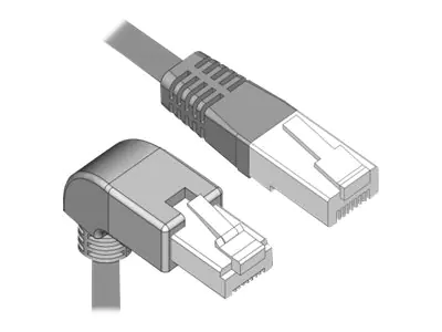 Delock - Patch-Kabel - RJ-45 (M) nach unten gewinkelt zu RJ-45 (M) gerade - 2 m - S/FTP - CAT 6a - geschirmt, halogenfrei - Grau