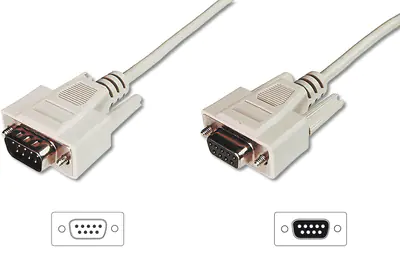 ASSMANN - Serielles Verlängerungskabel - DB-9 (W) zu DB-9 (M) - 3 m - geformt, Daumenschrauben - beige