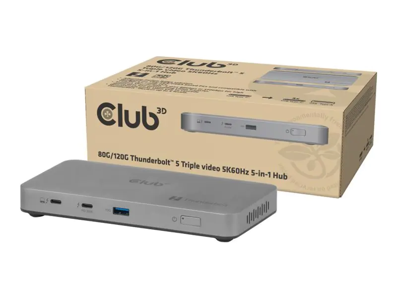 Club 3D Dockingstation - 5-1 Thunderbolt 5 Hub Triple Video 5K60Hz Share