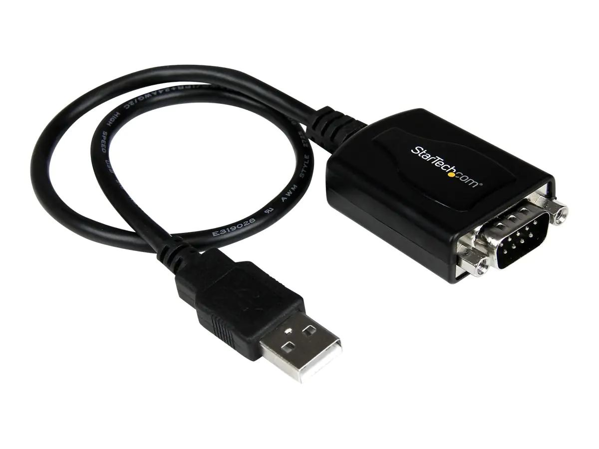 StarTech USB 2.0 auf Seriell Adapter - USB zu RS232 / DB9 Schnittstellen Konverter (COM) - Stecker / Stecker 0,3m - Serieller Adapter - USB - RS-232 - Schwarz