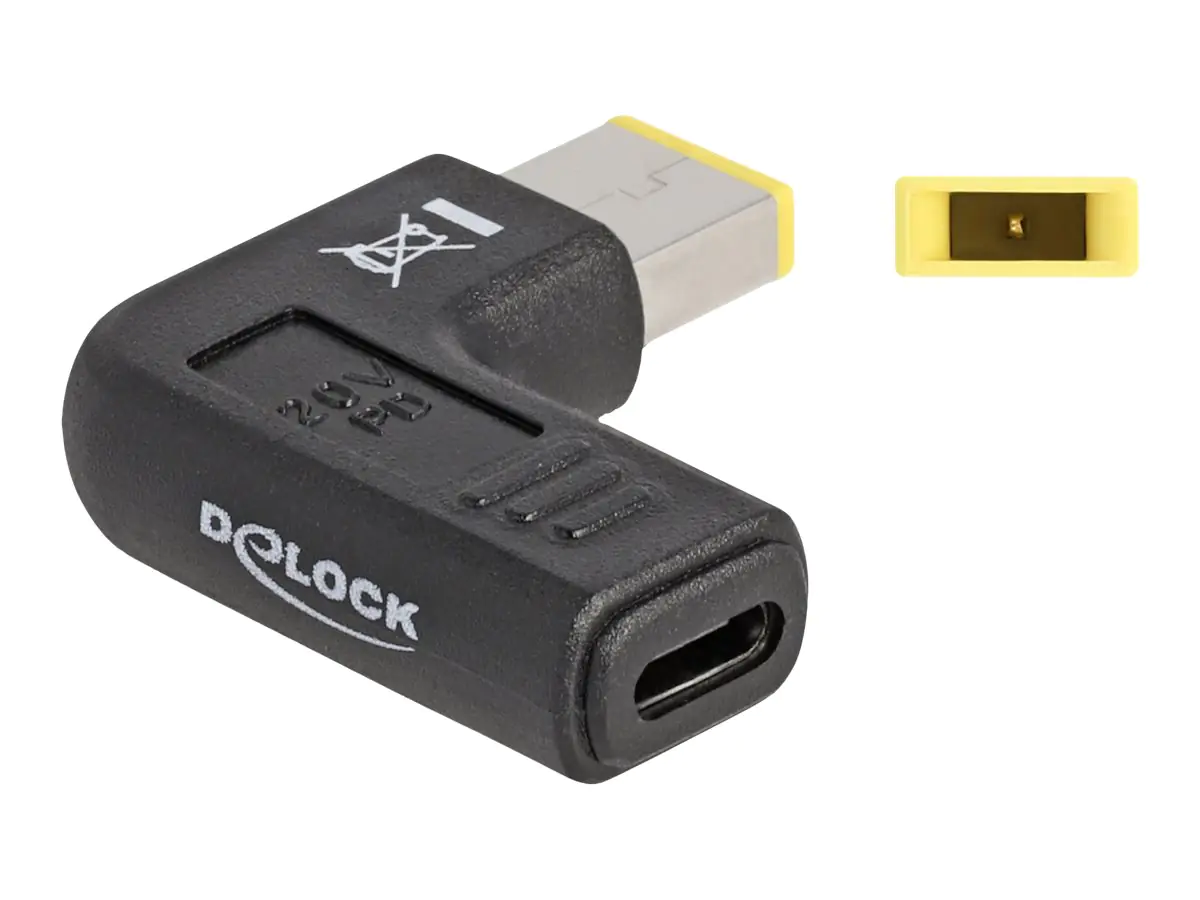 Delock - Netzteil - 24 pin USB-C (W) zu GS-Antriebshebezug 11 x 4,5 mm (M) - 20 V - 3 A - gewinkelt - Schwarz